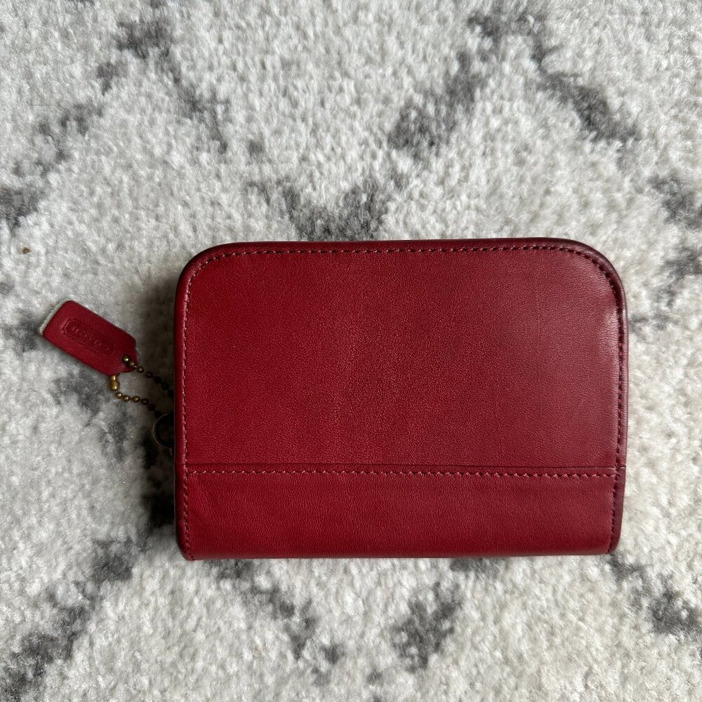 Authentic Vintage Red Leather Coach Zip-Around Wallet